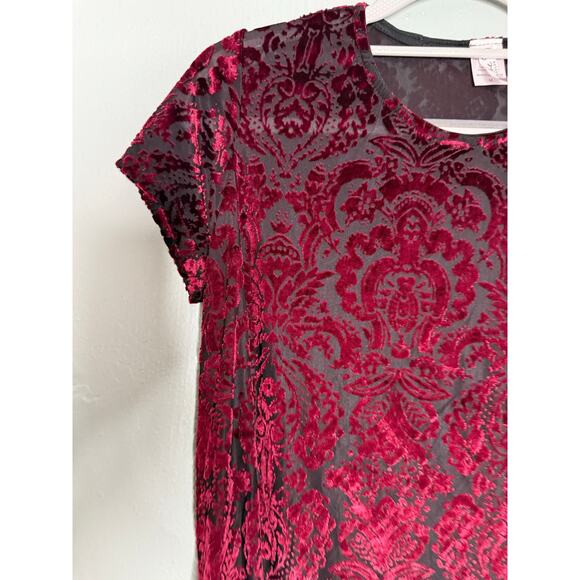 Lucy in the sky red and black velour floral mini dress - Picture 4 of 6